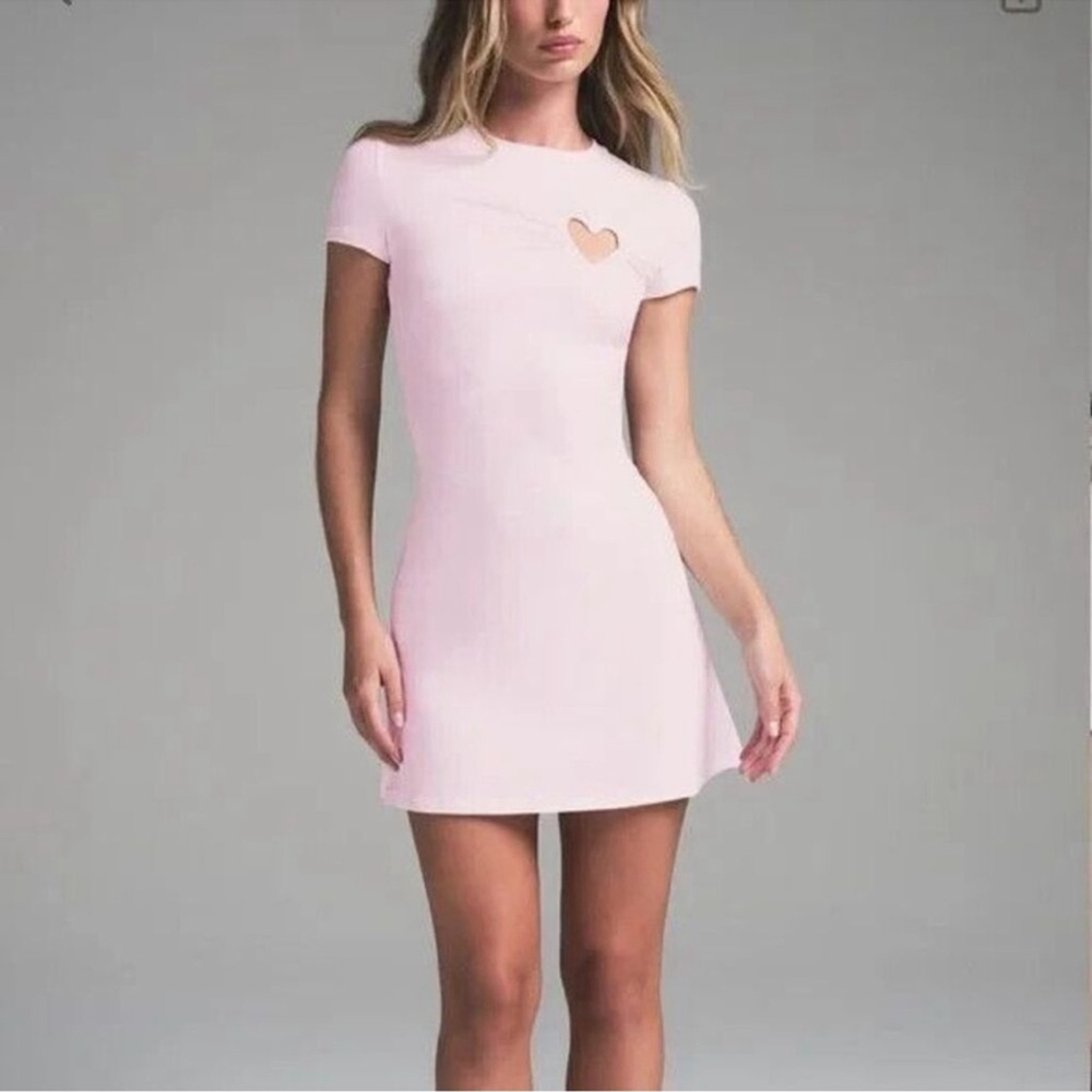 NWT SKIMS (B9) COTTON JERSEY HEART MINI DRESS | XS
